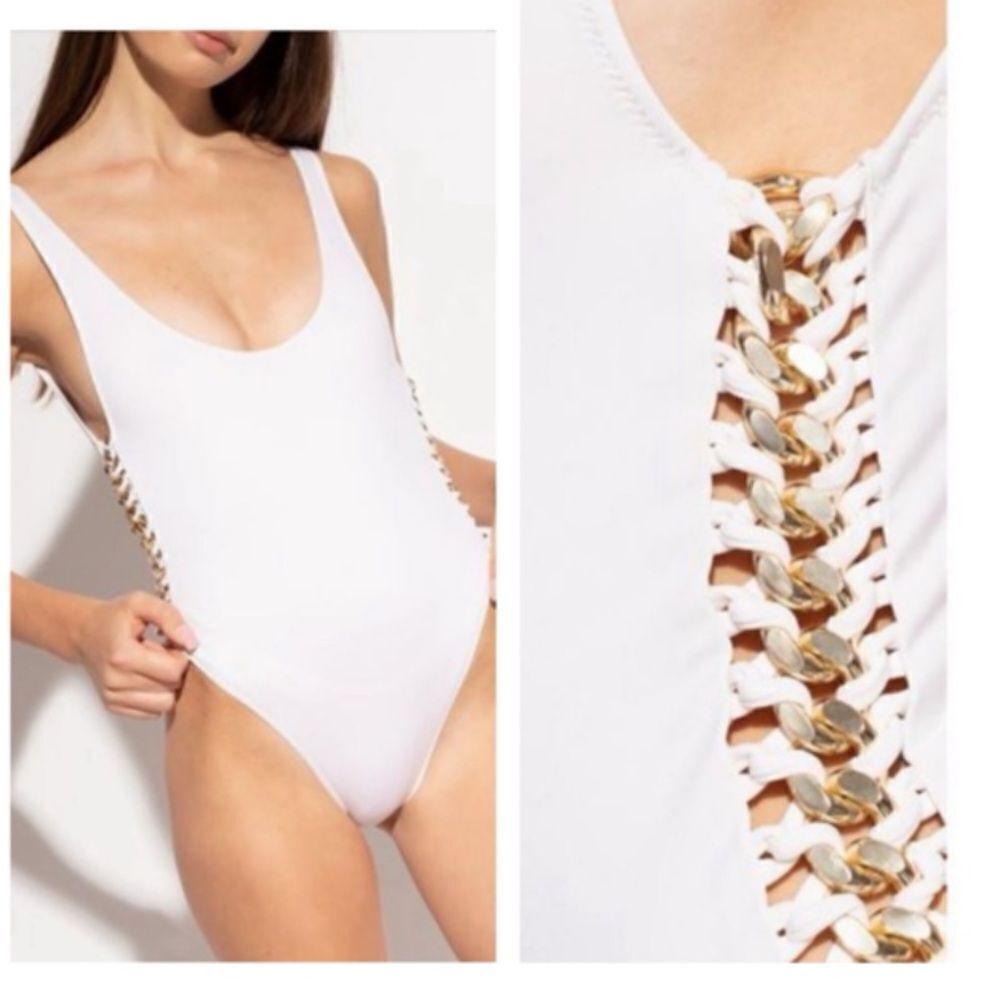 STELLA MCCARTNEY White Falabella One-Piece Swimsuit NWT Large $495